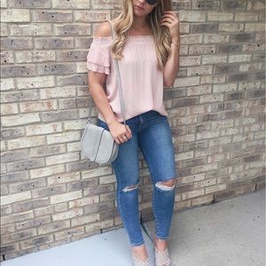 Pink off the shoulder top